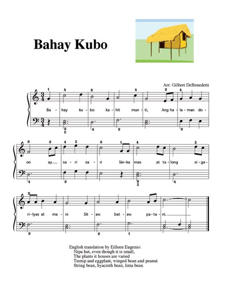 bahay kubo sinta lyrics and notes